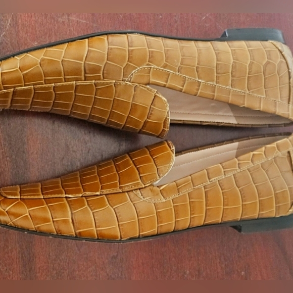 J Crew Cecile Smoking Slippers Croc-embossed Leather Flats Camel 9.5 - Picture 5 of 10